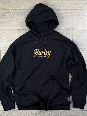 Hurley Men's Hoodie Black Embroidered Logo Pullover S M L XL 2XL NWOT
